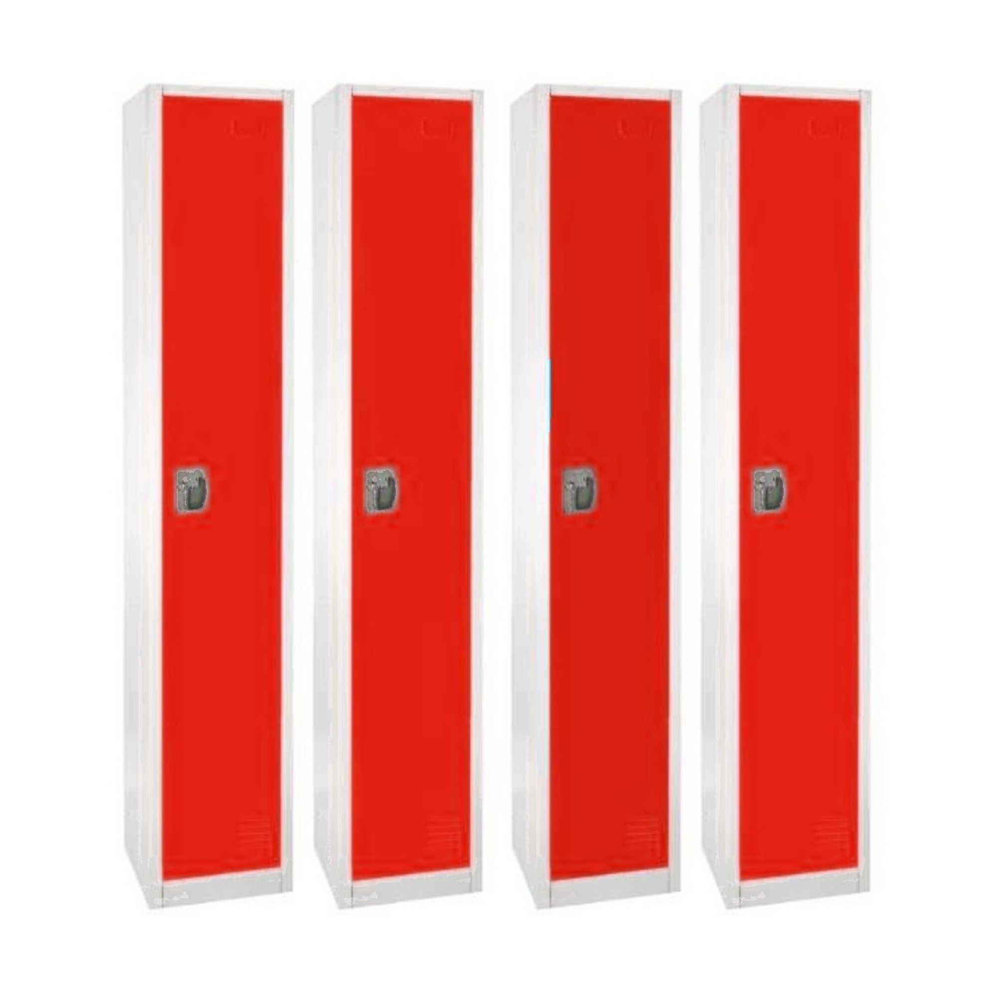 Alpine, 72in.H 1-Tier Steel Storage Locker, Red, 4-Pack, Height 72 in, Width 12 in, Color Red, Model# ADI629-201-RED-4PK